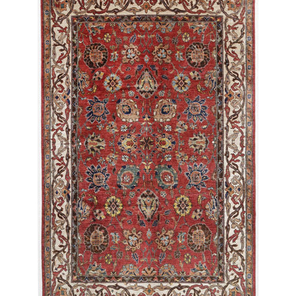 Humna 6' 6" X 10' 4" Hand Knotted Wool Rug 6' 6" X 10' 4" (198 X 315) / Red / Wool