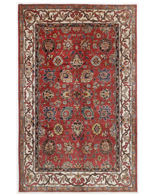 Humna 6' 6" X 10' 4" Hand Knotted Wool Rug 6' 6" X 10' 4" (198 X 315) / Red / Wool