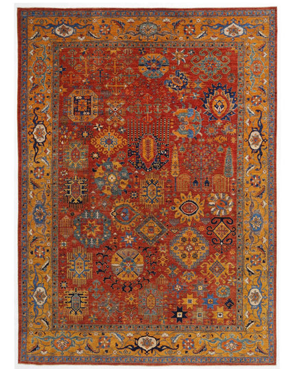 Humna 9' 11" X 13' 7" Hand Knotted Wool Rug 9' 11" X 13' 7" (302 X 414) / Red / Wool