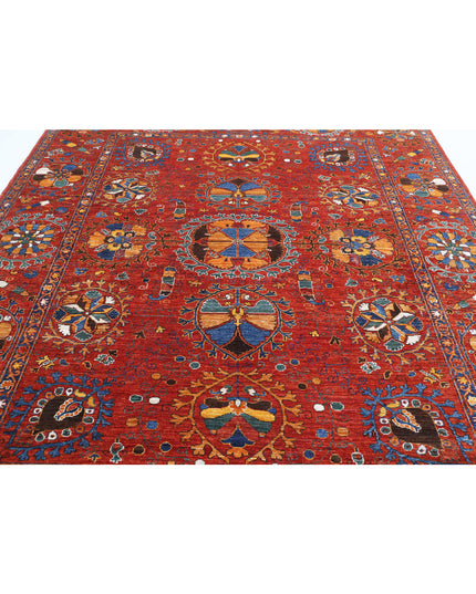 Humna 8' 4" X 9' 7" Hand Knotted Wool Rug 8' 4" X 9' 7" (254 X 292) / Red / Wool