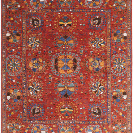 Humna 8' 4" X 9' 7" Hand Knotted Wool Rug 8' 4" X 9' 7" (254 X 292) / Red / Wool