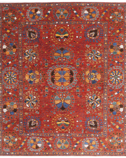 Humna 8' 4" X 9' 7" Hand Knotted Wool Rug 8' 4" X 9' 7" (254 X 292) / Red / Wool