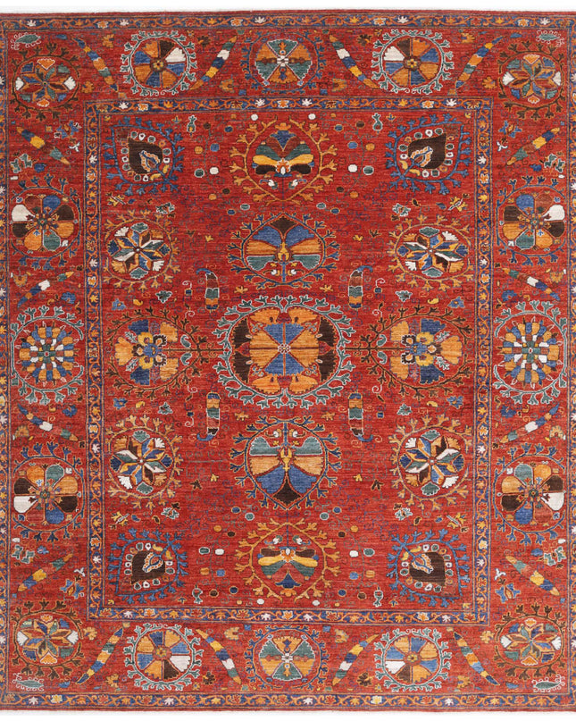 Humna 8' 4" X 9' 7" Hand Knotted Wool Rug 8' 4" X 9' 7" (254 X 292) / Red / Wool