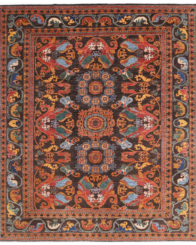 Humna 8' 3" X 9' 7" Hand Knotted Wool Rug 8' 3" X 9' 7" (251 X 292) / Brown / Wool