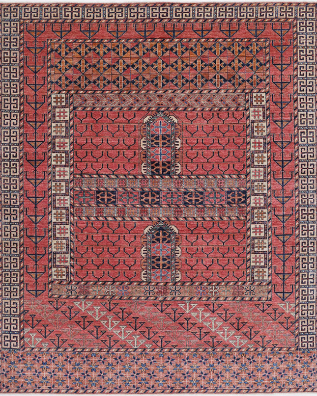 Humna 8' 2" X 9' 9" Hand Knotted Wool Rug 8' 2" X 9' 9" (249 X 297) / Pink / Wool