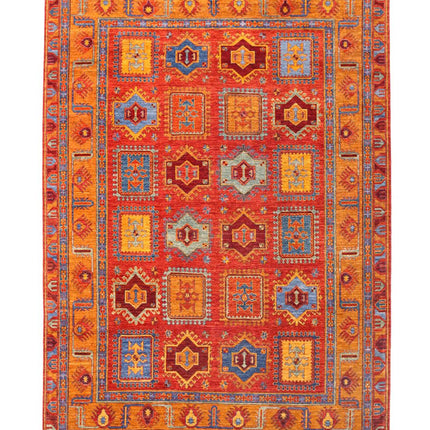 Humna 9' 0" X 12' 9" Hand Knotted Wool Rug 9' 0" X 12' 9" (274 X 389) / Red / Wool