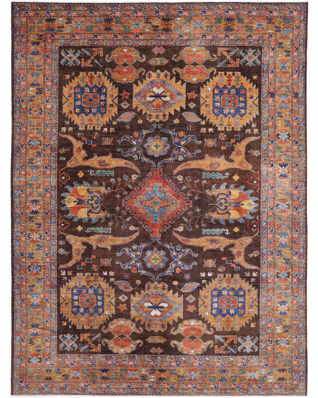 Humna 8' 11" X 12' 7" Hand Knotted Wool Rug 8' 11" X 12' 7" (272 X 383) / Brown / Wool