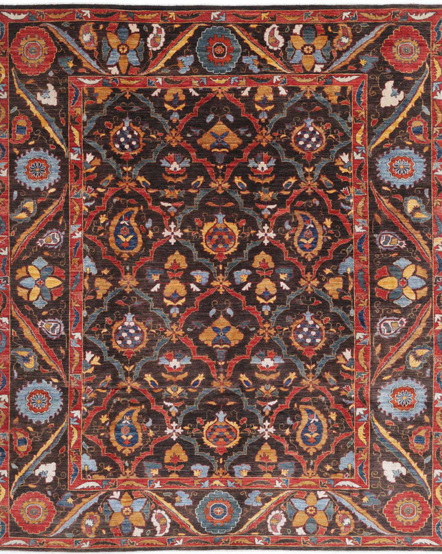 Humna 8' 1" X 9' 8" Hand Knotted Wool Rug 8' 1" X 9' 8" (246 X 295) / Brown / Wool