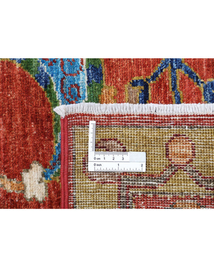 Humna 9' 1" X 10' 7" Hand Knotted Wool Rug 9' 1" X 10' 7" (277 X 322) / Red / Wool