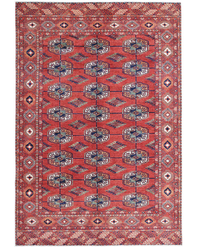 Humna 6' 8" X 9' 8" Hand Knotted Wool Rug 6' 8" X 9' 8" (203 X 295) / Red / Wool