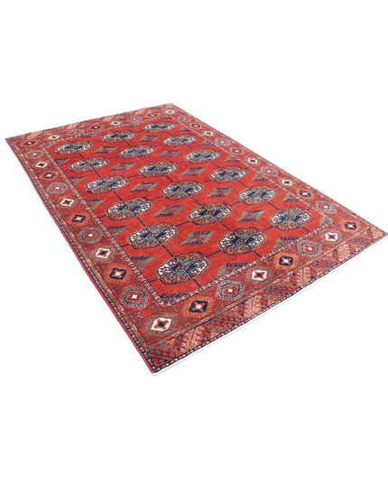 Humna 5' 6" X 7' 11" Hand Knotted Wool Rug 5' 6" X 7' 11" (168 X 241) / Red / Wool