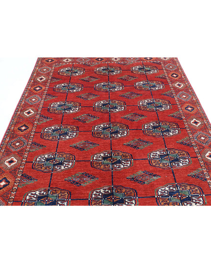 Humna 5' 6" X 7' 11" Hand Knotted Wool Rug 5' 6" X 7' 11" (168 X 241) / Red / Wool