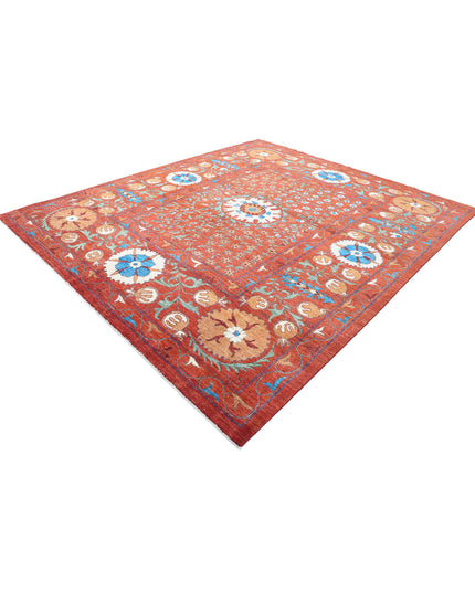 Humna 9' 1" X 10' 8" Hand Knotted Wool Rug 9' 1" X 10' 8" (277 X 325) / Rust / Wool