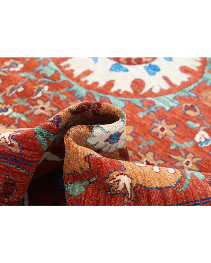 Humna 9' 1" X 10' 8" Hand Knotted Wool Rug 9' 1" X 10' 8" (277 X 325) / Rust / Wool