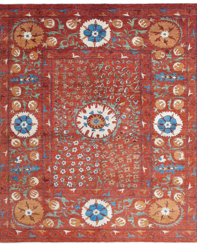 Humna 9' 1" X 10' 8" Hand Knotted Wool Rug 9' 1" X 10' 8" (277 X 325) / Rust / Wool