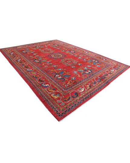 Humna 10' 3" X 13' 10" Hand Knotted Wool Rug 10' 3" X 13' 10" (312 X 422) / Red / Wool
