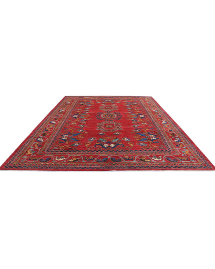 Humna 10' 3" X 13' 10" Hand Knotted Wool Rug 10' 3" X 13' 10" (312 X 422) / Red / Wool