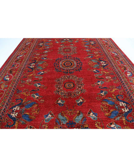 Humna 10' 3" X 13' 10" Hand Knotted Wool Rug 10' 3" X 13' 10" (312 X 422) / Red / Wool