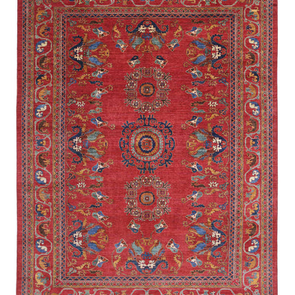 Humna 10' 3" X 13' 10" Hand Knotted Wool Rug 10' 3" X 13' 10" (312 X 422) / Red / Wool