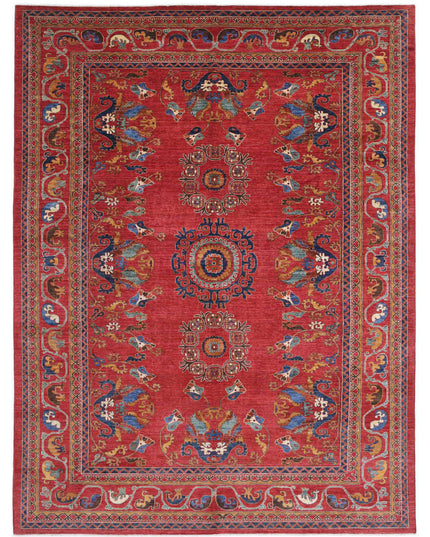 Humna 10' 3" X 13' 10" Hand Knotted Wool Rug 10' 3" X 13' 10" (312 X 422) / Red / Wool