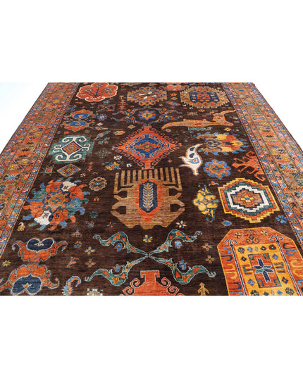 Humna 9' 10" X 12' 1" Hand Knotted Wool Rug 9' 10" X 12' 1" (300 X 368) / Brown / Wool