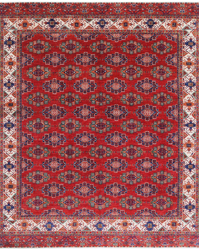 Humna 8' 1" X 9' 9" Hand Knotted Wool Rug 8' 1" X 9' 9" (246 X 297) / Red / Wool