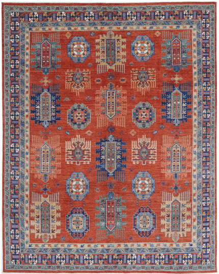 Humna 7' 8" X 9' 7" Hand Knotted Wool Rug 7' 8" X 9' 7" (234 X 292) / Red / Wool