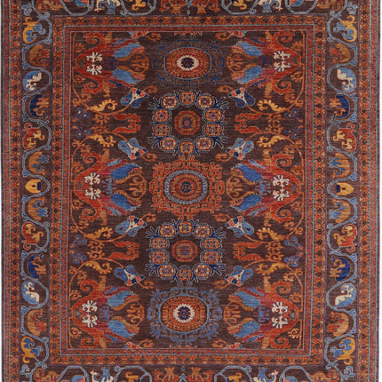 Humna 8' 1" X 9' 9" Hand Knotted Wool Rug 8' 1" X 9' 9" (246 X 297) / Brown / Wool