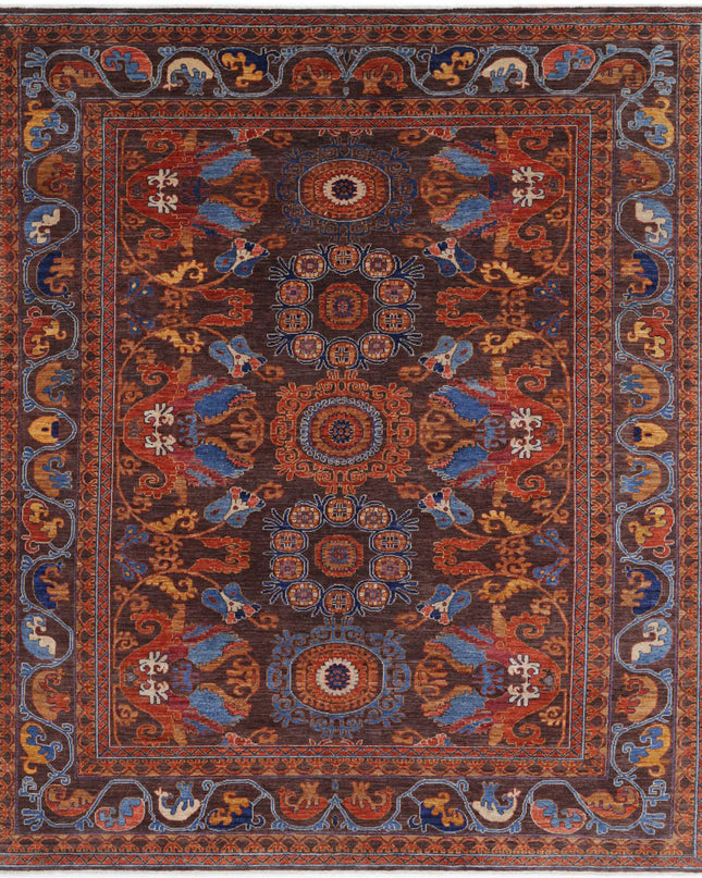 Humna 8' 1" X 9' 9" Hand Knotted Wool Rug 8' 1" X 9' 9" (246 X 297) / Brown / Wool