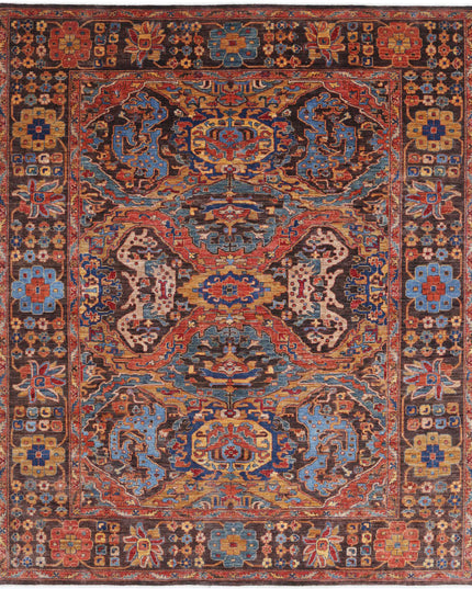 Humna 8' 1" X 9' 8" Hand Knotted Wool Rug 8' 1" X 9' 8" (246 X 295) / Brown / Wool