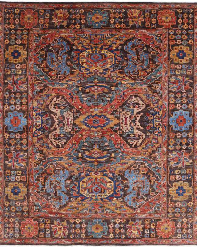 Humna 8' 1" X 9' 8" Hand Knotted Wool Rug 8' 1" X 9' 8" (246 X 295) / Brown / Wool