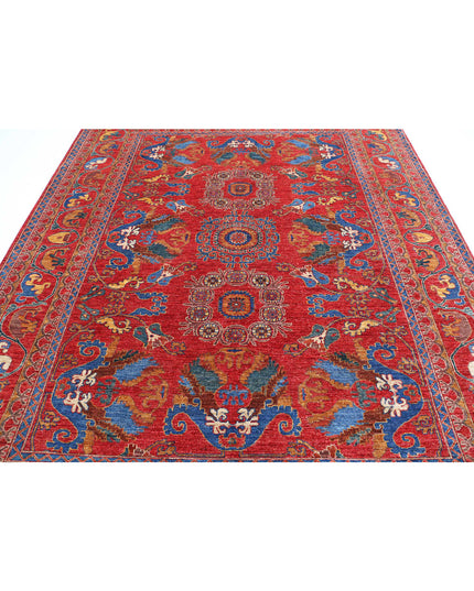 Humna 8' 1" X 9' 8" Hand Knotted Wool Rug 8' 1" X 9' 8" (246 X 295) / Red / Wool