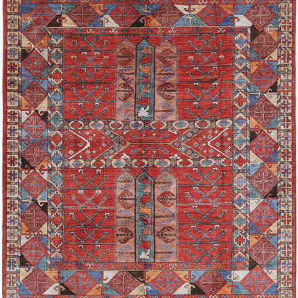 Humna 8' 5" X 9' 10" Hand Knotted Wool Rug 8' 5" X 9' 10" (257 X 300) / Red / Wool