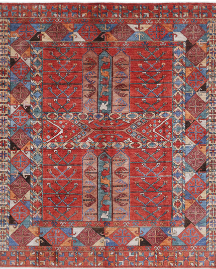 Humna 8' 5" X 9' 10" Hand Knotted Wool Rug 8' 5" X 9' 10" (257 X 300) / Red / Wool