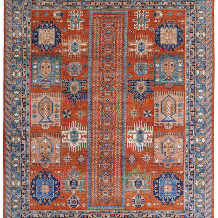 Humna 7' 10" X 9' 6" Hand Knotted Wool Rug 7' 10" X 9' 6" (239 X 290) / Rust / Wool