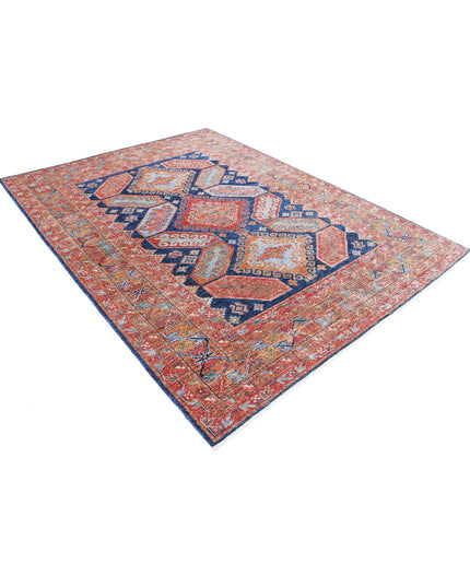 Humna 6' 7" X 9' 0" Hand Knotted Wool Rug 6' 7" X 9' 0" (201 X 274) / Blue / Wool