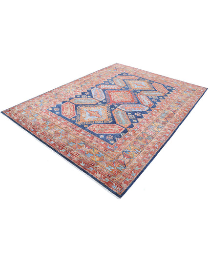 Humna 6' 7" X 9' 0" Hand Knotted Wool Rug 6' 7" X 9' 0" (201 X 274) / Blue / Wool