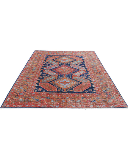 Humna 6' 7" X 9' 0" Hand Knotted Wool Rug 6' 7" X 9' 0" (201 X 274) / Blue / Wool