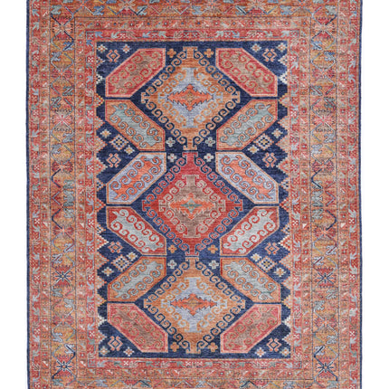 Humna 6' 7" X 9' 0" Hand Knotted Wool Rug 6' 7" X 9' 0" (201 X 274) / Blue / Wool