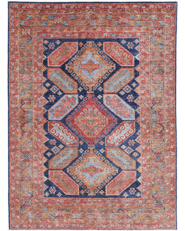 Humna 6' 7" X 9' 0" Hand Knotted Wool Rug 6' 7" X 9' 0" (201 X 274) / Blue / Wool