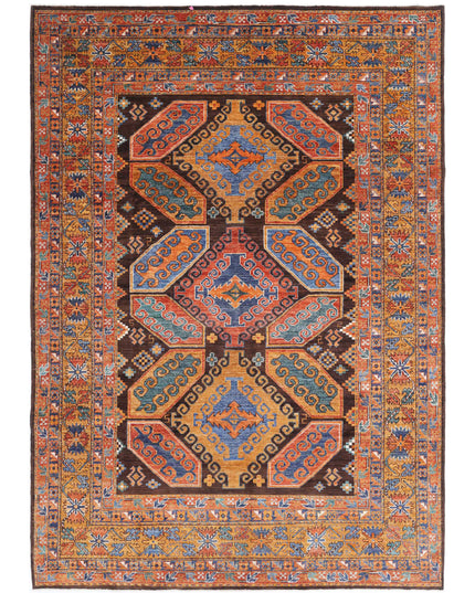 Humna 6' 8" X 9' 7" Hand Knotted Wool Rug 6' 8" X 9' 7" (203 X 292) / Brown / Wool
