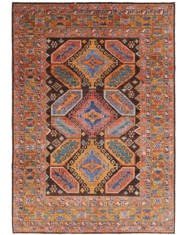 Humna 6' 8" X 9' 7" Hand Knotted Wool Rug 6' 8" X 9' 7" (203 X 292) / Brown / Wool