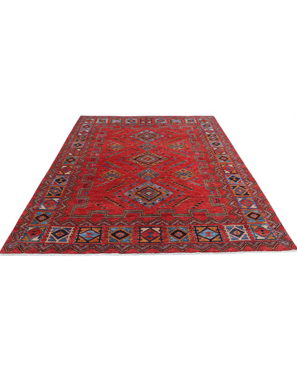 Humna 6' 6" X 8' 7" Hand Knotted Wool Rug 6' 6" X 8' 7" (198 X 262) / Red / Wool