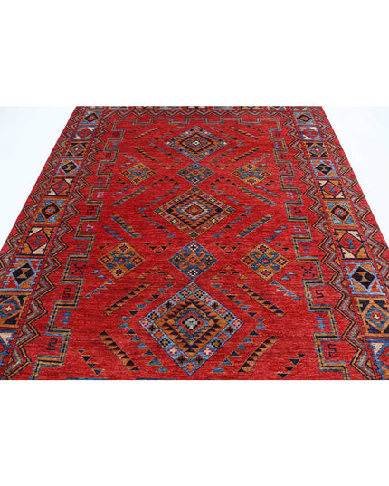 Humna 6' 6" X 8' 7" Hand Knotted Wool Rug 6' 6" X 8' 7" (198 X 262) / Red / Wool