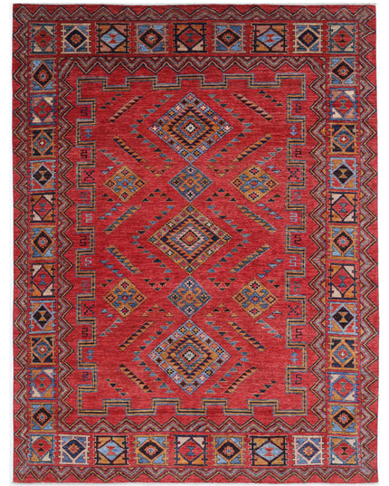 Humna 6' 6" X 8' 7" Hand Knotted Wool Rug 6' 6" X 8' 7" (198 X 262) / Red / Wool