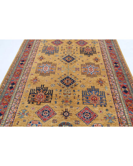 Humna 6' 0" X 8' 6" Hand Knotted Wool Rug 6' 0" X 8' 6" (183 X 259) / Gold / Wool