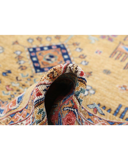 Humna 6' 0" X 8' 6" Hand Knotted Wool Rug 6' 0" X 8' 6" (183 X 259) / Gold / Wool