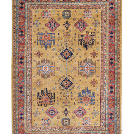 Humna 6' 0" X 8' 6" Hand Knotted Wool Rug 6' 0" X 8' 6" (183 X 259) / Gold / Wool