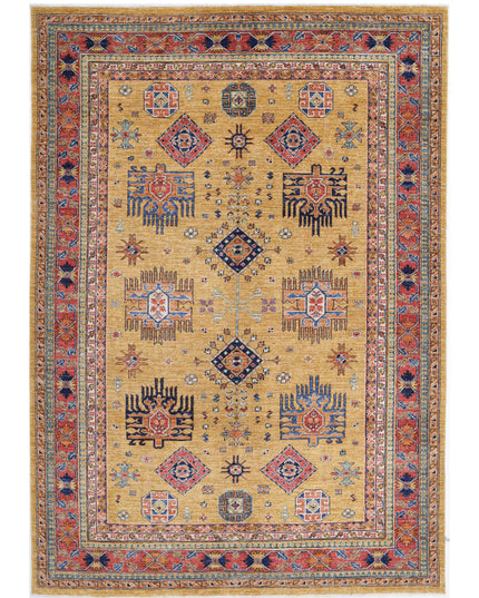 Humna 6' 0" X 8' 6" Hand Knotted Wool Rug 6' 0" X 8' 6" (183 X 259) / Gold / Wool