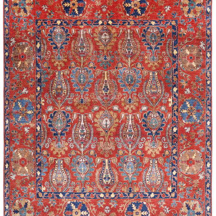 Humna 9' 3" X 11' 3" Hand Knotted Wool Rug 9' 3" X 11' 3" (282 X 343) / Red / Wool